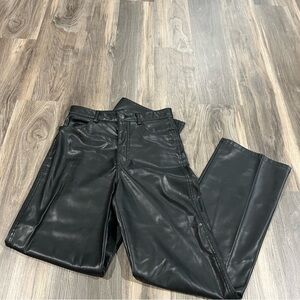 Garage black straight leg leather pants